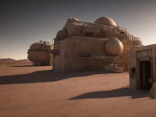 Rusty Research Station on a Desert Planet by Generative AI