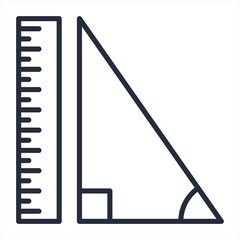 Ruler for size measure vector line icon isolated on white background. Stationery - ruler line icon for infographic, website or app.