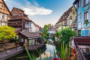 Fototapeta na wymiar Colmar old town timbered houses beautiful places, France