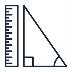 Ruler for size measure vector line icon isolated on white background. Stationery - ruler line icon for infographic, website or app.