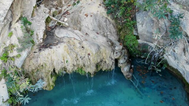 Drone view of Antalya Kral Pool U&ccedil;arsu waterfall