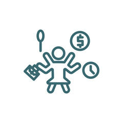multitasking woman icon. Thin line multitasking woman icon from business and finance collection. Outline vector isolated on white background.