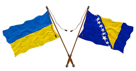 National flag of Bosnia and Herzegovina and Ukraine. Background for designers