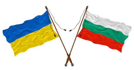 National flag of Bulgaria and Ukraine. Background for designers