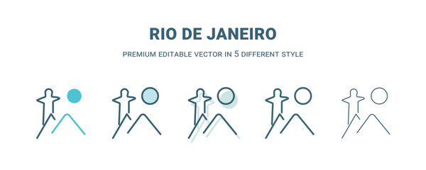 rio de janeiro icon in 5 different style. Outline, filled, two color, thin rio de janeiro icon isolated on white background. Editable vector can be used web and mobile