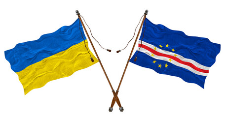 National flag of Cape Verde and Ukraine. Background for designers