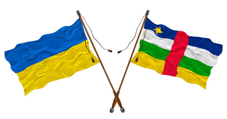 National flag of Central Arican Republic and Ukraine. Background for designers