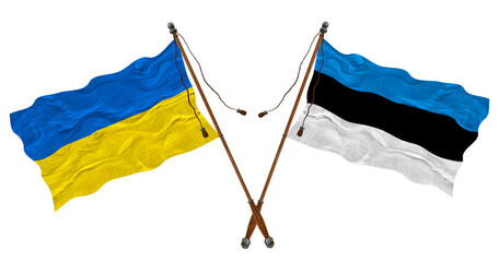 National Flag of Estonia and Ukraine. Background for designers