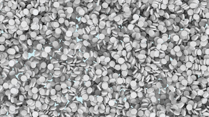 drugs, white small tablets, vitamins, pills, medicinal background, concept development medicine, pharmacology, health, humanization care, drug addiction problems, day medic, overdose, 3d rendering