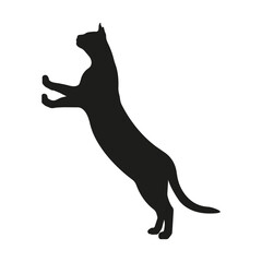 Cat silhouette illustration, the cat rests its front paws on a wall or a tree, playing cat