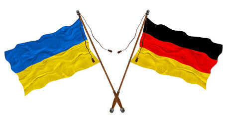 National flag of Germany and Ukraine. Background for designers
