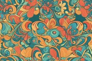 Fototapeta na wymiar Colorful Swirls and Flowers Background. Generative AI