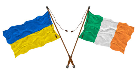 National flag of Ireland and Ukraine. Background for designers