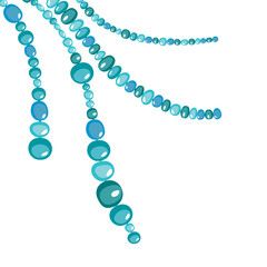 Blue beads. Decoration. Bijouterie. Crystals. Blue. Background. Vector illustration.