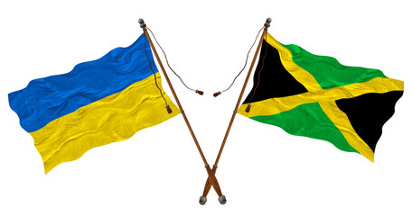 National flag of Jamaica and Ukraine. Background for designers
