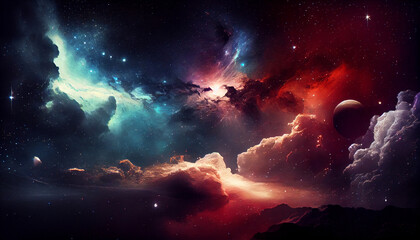 Fototapeta premium Night Sky : A Universe Filled with Stars, Nebulae, and Galaxies 