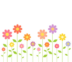Spring colorful flowers growing illustration