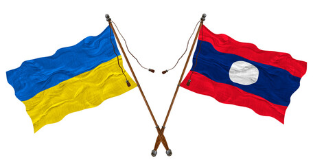 National flag of Laos and Ukraine. Background for designers