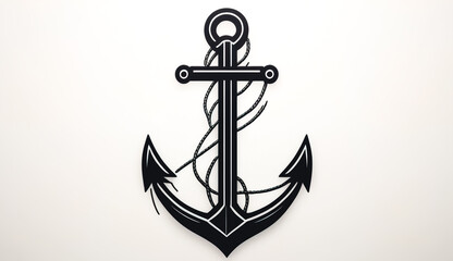 Minimalistic logo with a sea anchor, generative AI.