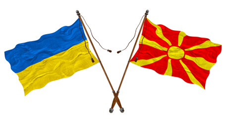 National flag of Macedonia and Ukraine. Background for designers