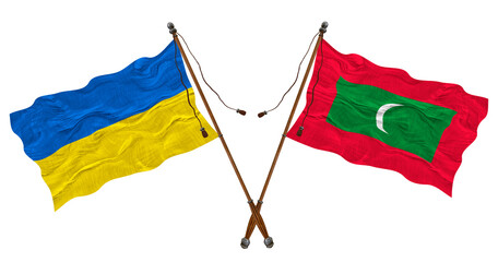 National flag of Maldives and Ukraine. Background for designers