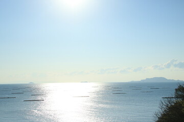 兵庫県たつの市御津町室津から見た朝の光に輝く播磨灘