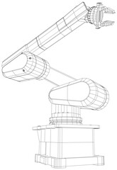 Industrial robot manipulator. Wire-frame on white background.