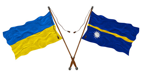National flag of Nauru and Ukraine. Background for designers