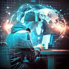 Globalization. Internet, Security system. created by AI