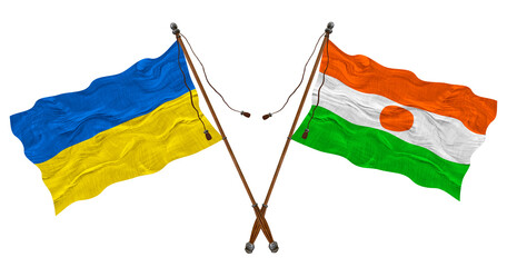 National flag of Niger and Ukraine. Background for designers