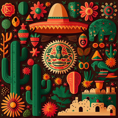 Mexican pattern background. Generative AI.