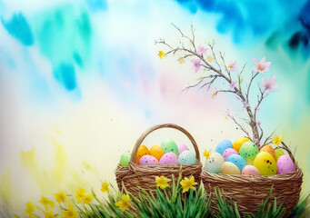 easter egg basket illustration