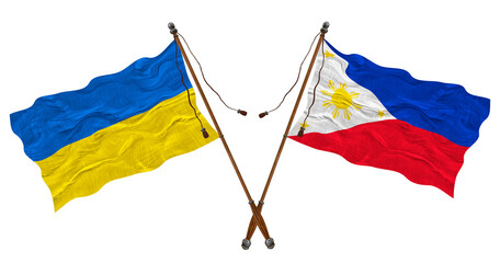National flag of Philippines and Ukraine. Background for designers