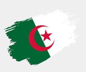 Artistic grunge brush flag of Algeria isolated on white background. Elegant texture of national country flag