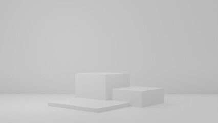 Product Stand in white room ,Studio Scene For Product ,minimal design,3D rendering	
