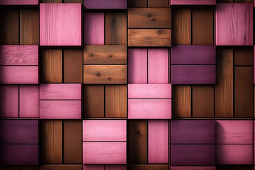 pink brown wooden panel mosaic, ai generated