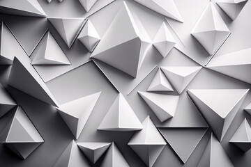 Abstract background, white triangles on a white background. AI generative.