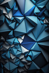 Abstract background, blue triangles on a blue background. Vertical background. AI generative.