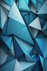 Abstract background, blue triangles. Vertical background. AI generative.