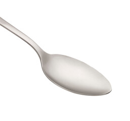 empty metallic spoon isolated on transparent layered background.