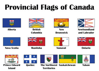 All Flags of regions of Canada - obrazy, fototapety, plakaty
