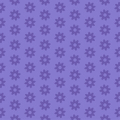 Purple flower seamless pattern. Vintage seamless pattern. Geometric stylized flowers. 60s, 70s