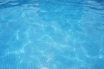 Blue Water surface. Blue ripped water in swimming pool.
summer concept blue water elements.