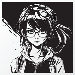 A line art sketch of a anime girl character