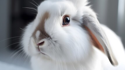 close up of a white rabbit