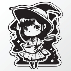 A line art sketch of a anime girl character