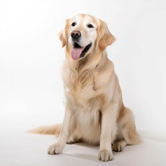 golden retriever puppy on white backgorund photography studio