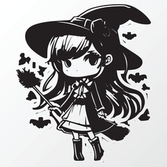 A line art sketch of a anime girl character