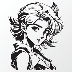 A line art sketch of a anime girl character