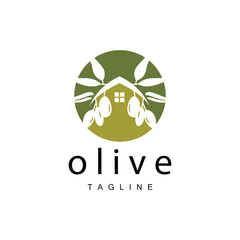 Olive Logo, Olive Oil Plant Vector, Natural Herbal Health Medicine Design, Illustration Template Icon